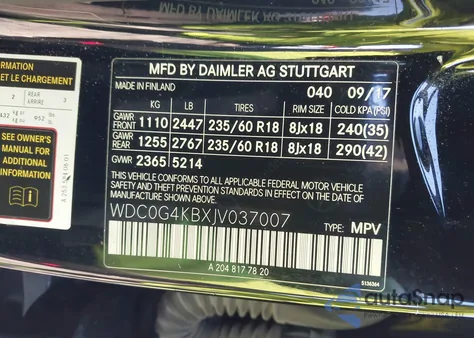 2018 Mercedes-Benz Glc 300 4Matic from USA, damaged, VIN WDC0G4KBXJV037007